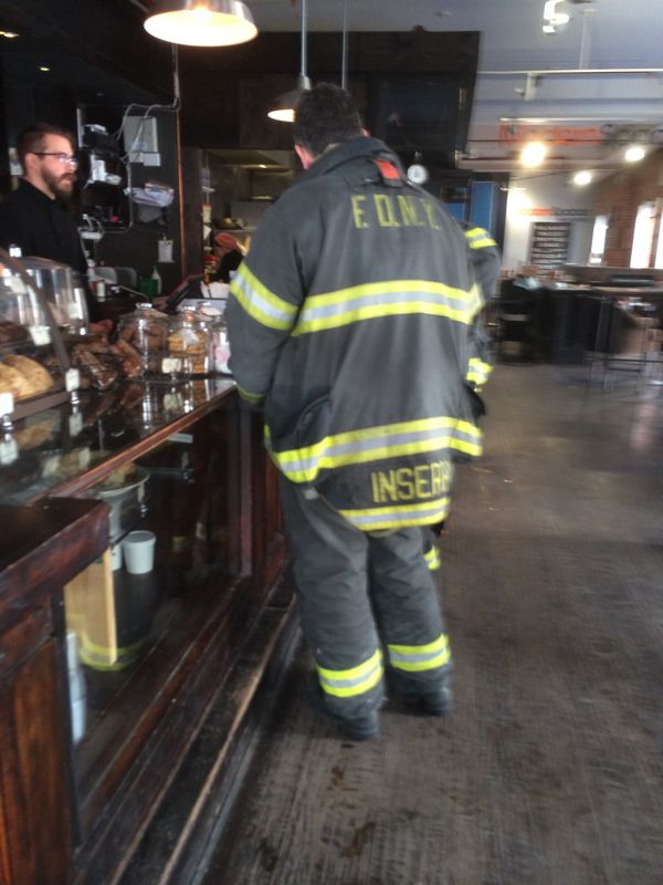 Firefighters get well-deserved coffee at Sweetleaf